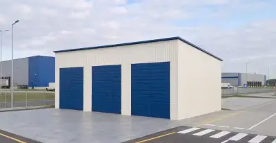 Plechová hala 12×6 x 3,5m – bílá/ modrá „VULKAN“