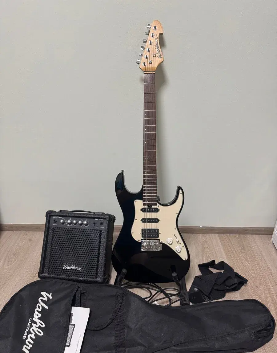 Elektrická kytara Washburn X15B + kombo + příslušenství