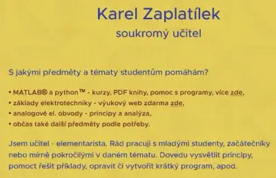 Soukromý učitel: programování, elektrotechnika, další .