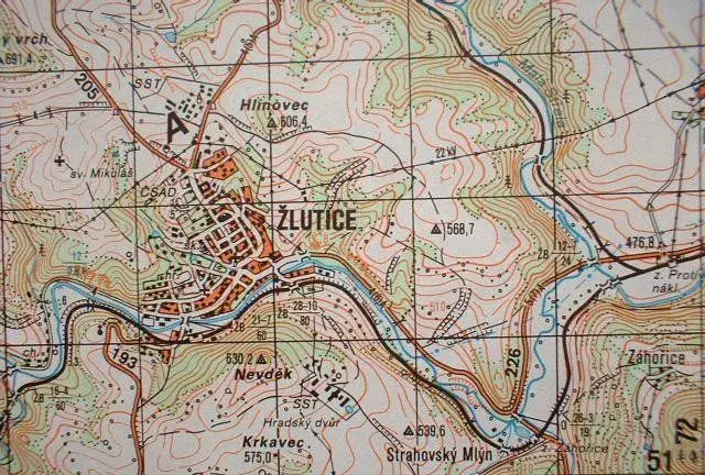 Vojenská profesionální tajná mapa Žlutice Bochov ČSLA