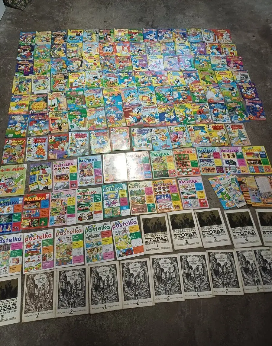 Retro komiksy-kačer,mickey mouse,pastelka,stopař