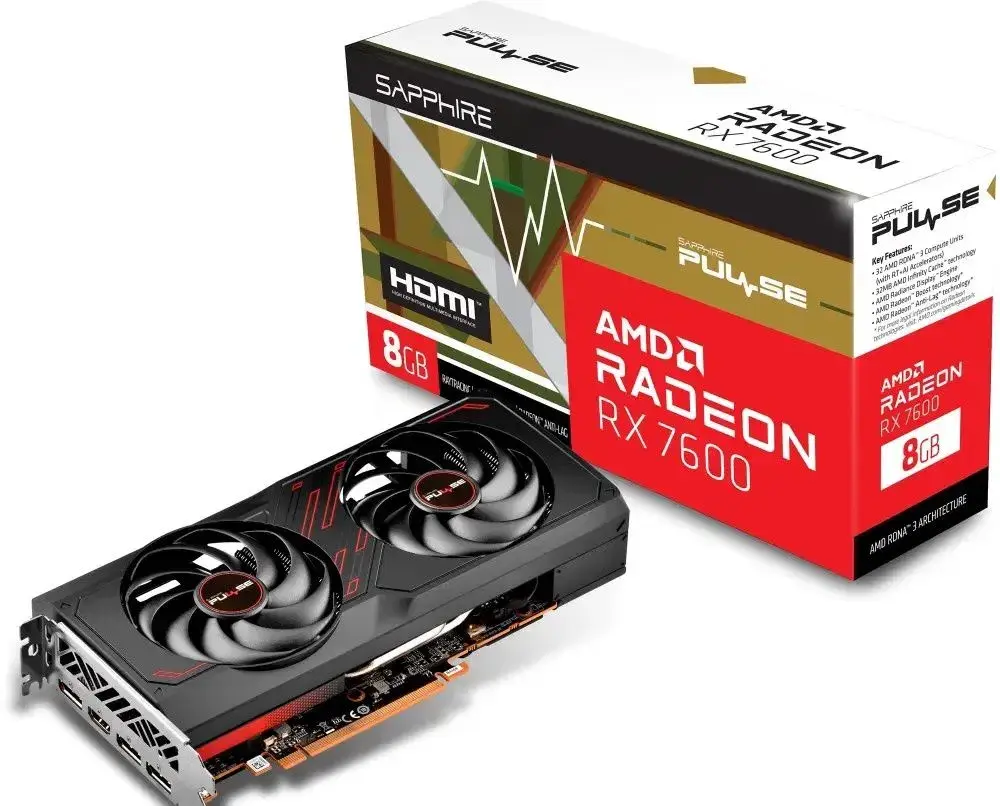 SAPPHIRE PULSE RADEON RX 7600 8G – V ZÁRUCE 20 měsíců