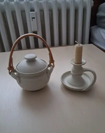 Keramická cukřenka a svícen