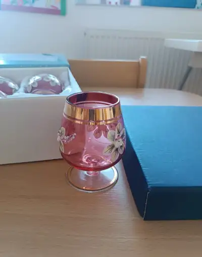 Sada smaltované sklo - růžová