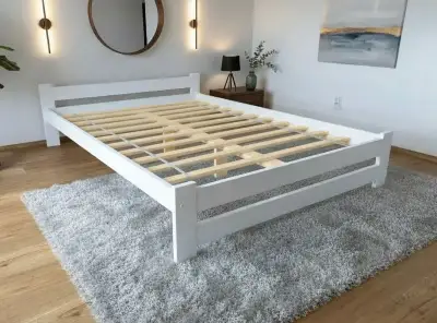 NOVÁ postel MASIV BOROVICE bílá 160x200 + rošt