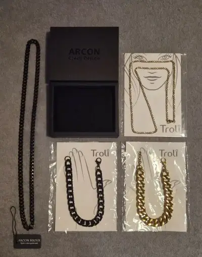 Unisex šperky z oceli - 2x náhrdelník / 2x náramek