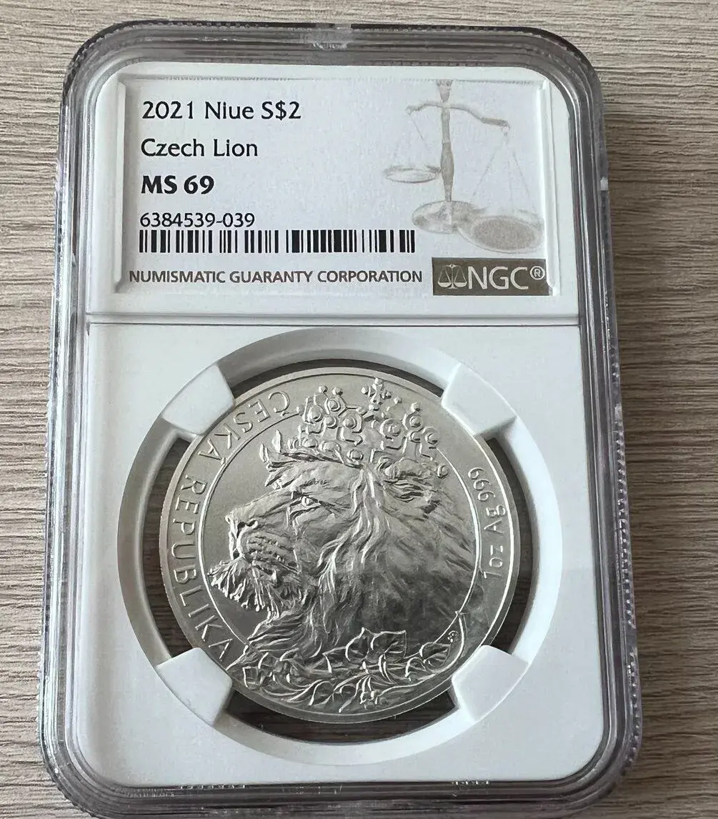 Stříbrná mince Český lev 2021 - NGC MS69