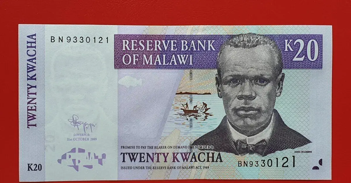 Bankovka Malawi 20 Kwacha rok 2009 stav UNC