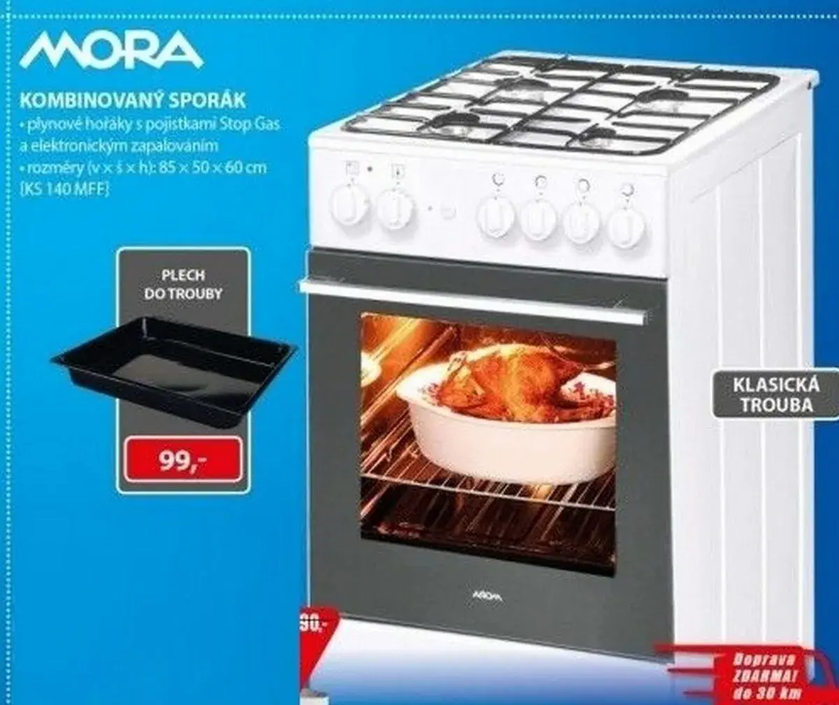 kombinovaný sporák MORA, trouba 220V