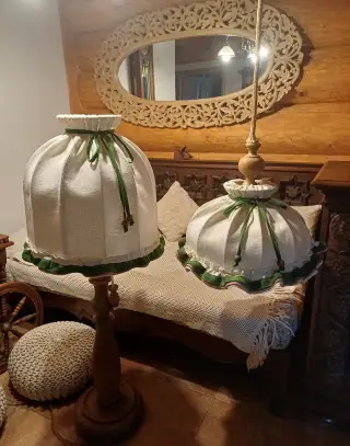 stojací lampa - masiv + lustr