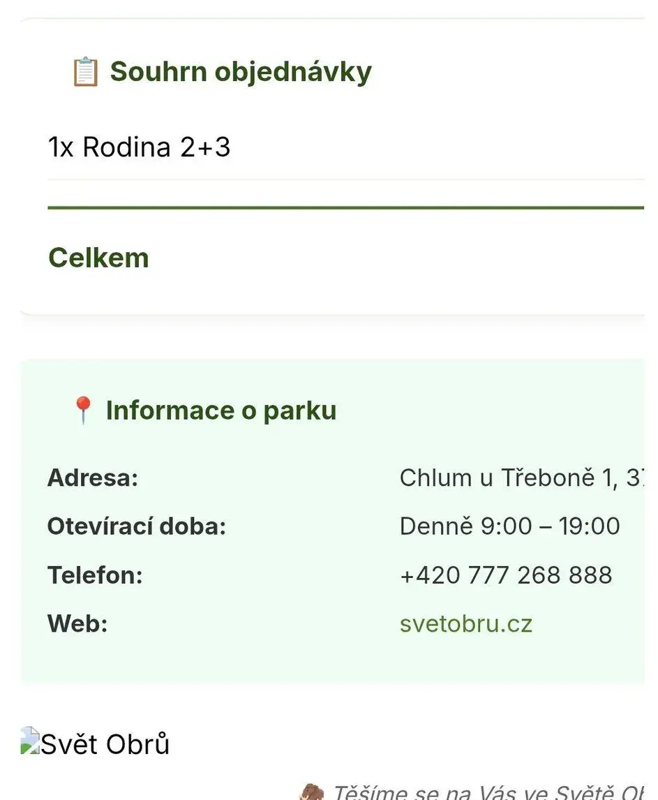 Vstupenky Svět obrů