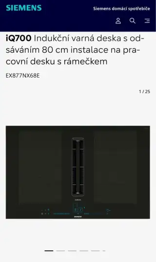 Nová deska s odsáváním SIEMENS STUDIOLINE EX877NX68E Glossy