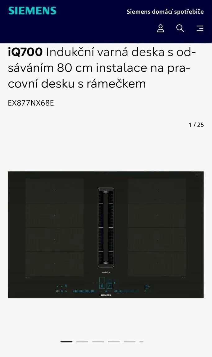 Nová deska s odsáváním SIEMENS STUDIOLINE EX877NX68E Glossy