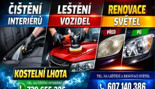 Renovace světel, čištění interiéru, leštění vozidel