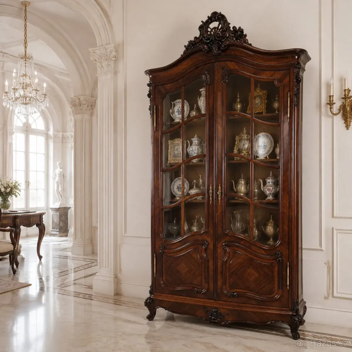 Starožitná skříň - knihovna po renovaci - Louis XV
