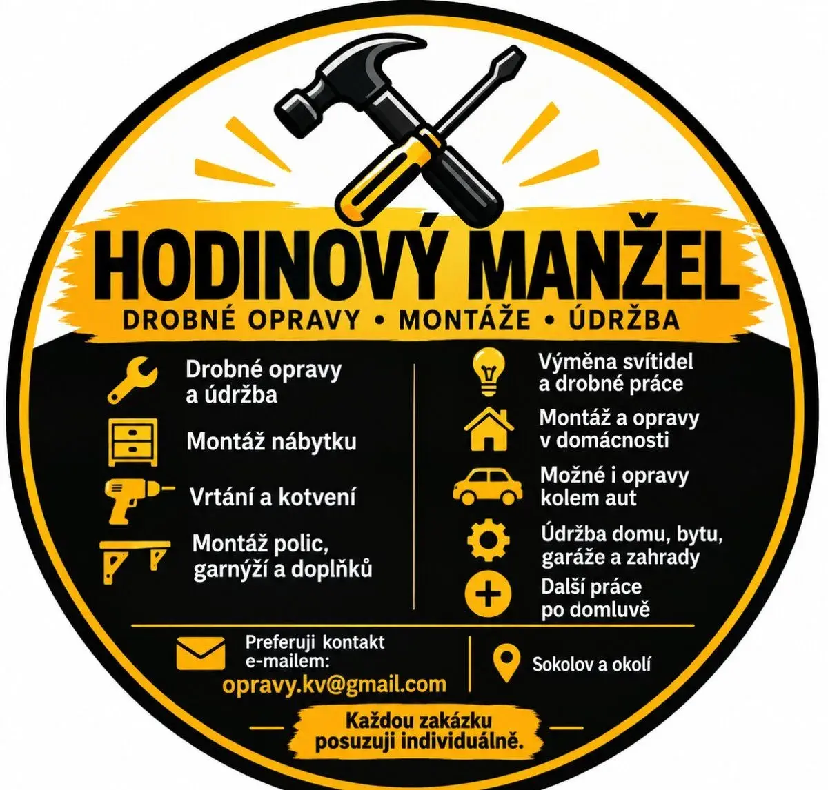🔧 HODINOVÝ MANŽEL – DROBNÉ OPRAVY, MONTÁŽE A ÚDRŽBA