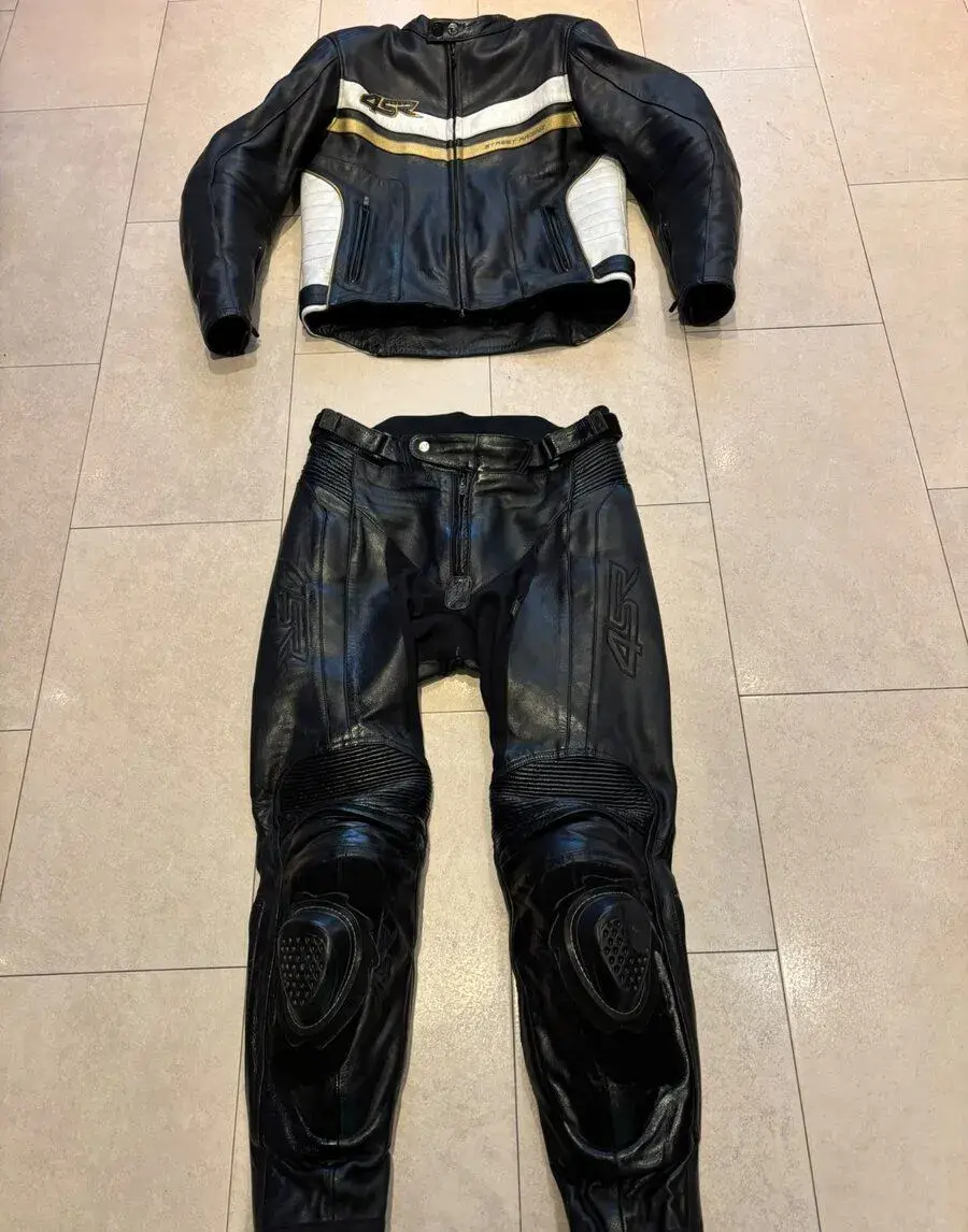 4SR Roadster Gold-Pánská kožená moto kombinéza, dvoudílná