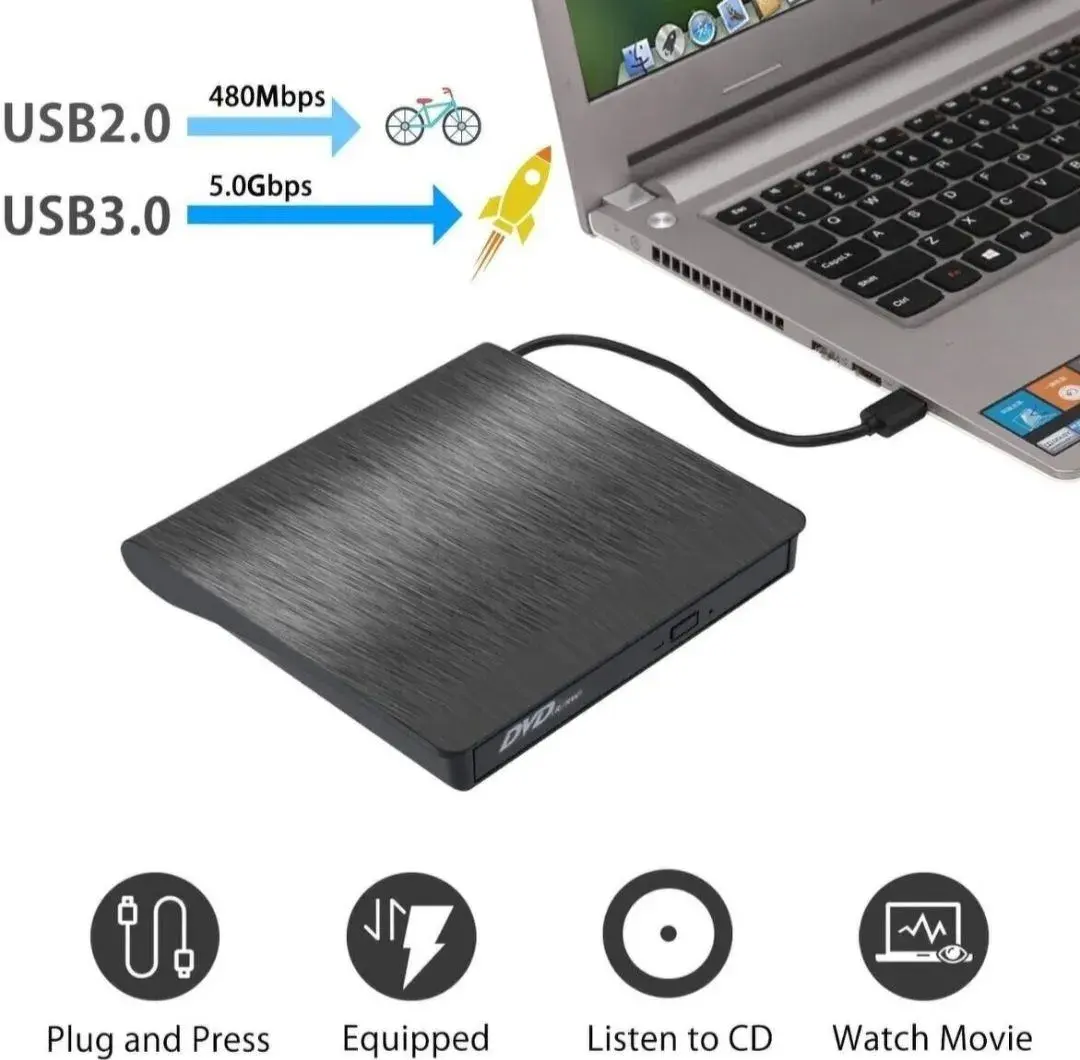 Externí DVD/CD vypalovačka-přehrávač s USB+USB-C