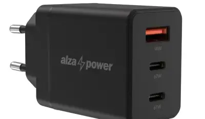 Nabíječka do sítě-AlzaPower 67W GaN 2× USB-C + USB-A – NOVÁ