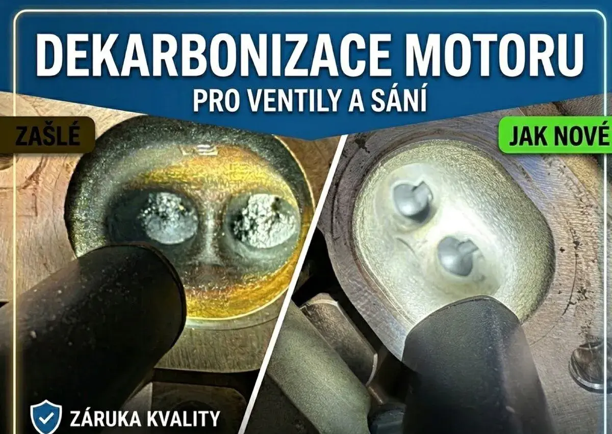Dekarbonizace ventilů a sání metodou ořechových skořápek