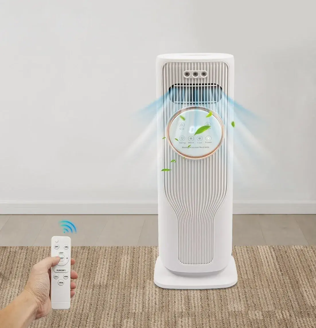 Ventilátor pro chlazení/topení s dálkovým a zvlhčováním