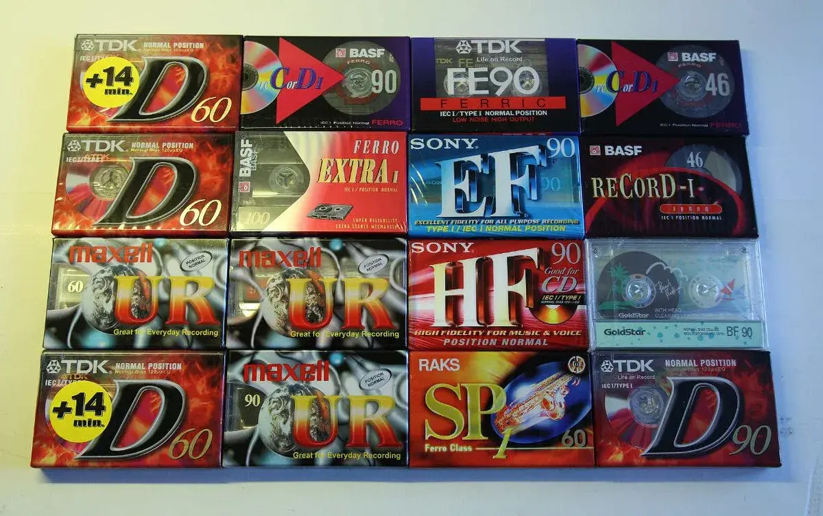 Audiokazety Basf, TDK, Maxell, SOny, Goldstar, Raks