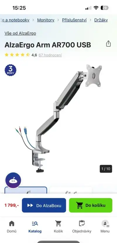 Nerozbalené rameno na monitor AlzaErgo