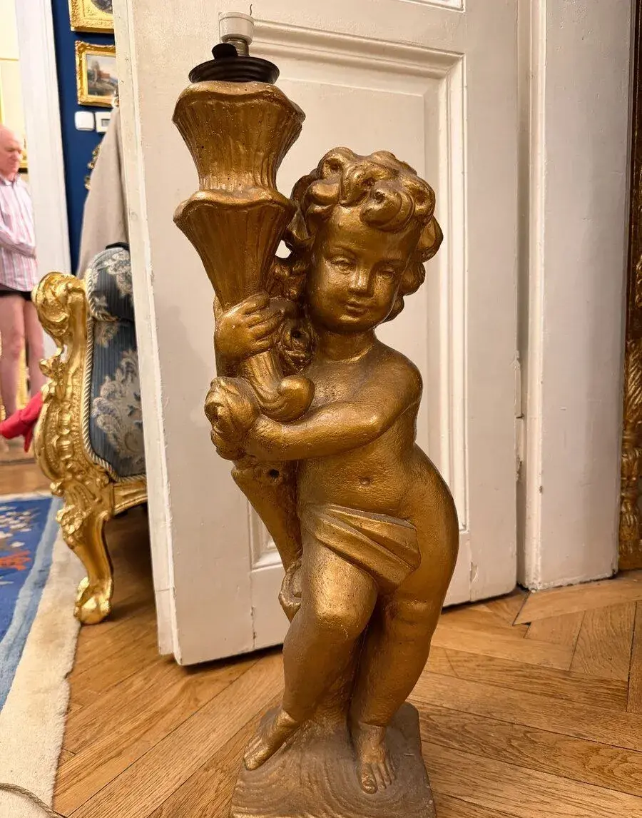Figurální lampa anděl / putto 87 cm – k renovaci
