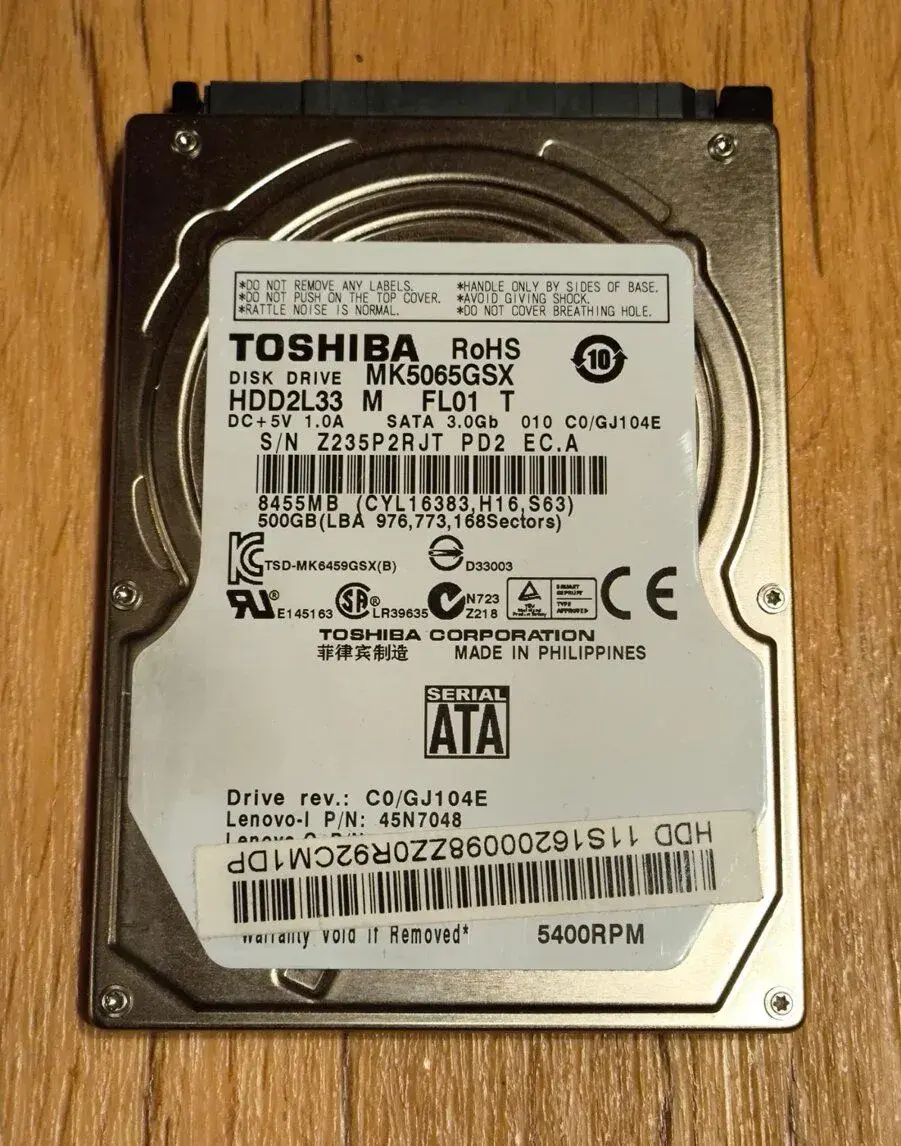 Disk Toshiba 500GB, 2,5", 5400rpm, SATAII