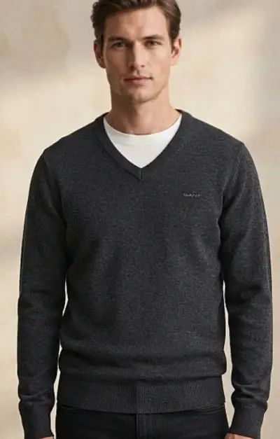 GANT VLNĚNÝ PÁNSKÝ KRÁSNÝ ELEGANTNÍ SVETR TM ŠEDÝ