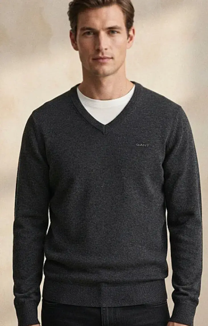 GANT VLNĚNÝ PÁNSKÝ KRÁSNÝ ELEGANTNÍ SVETR TM ŠEDÝ