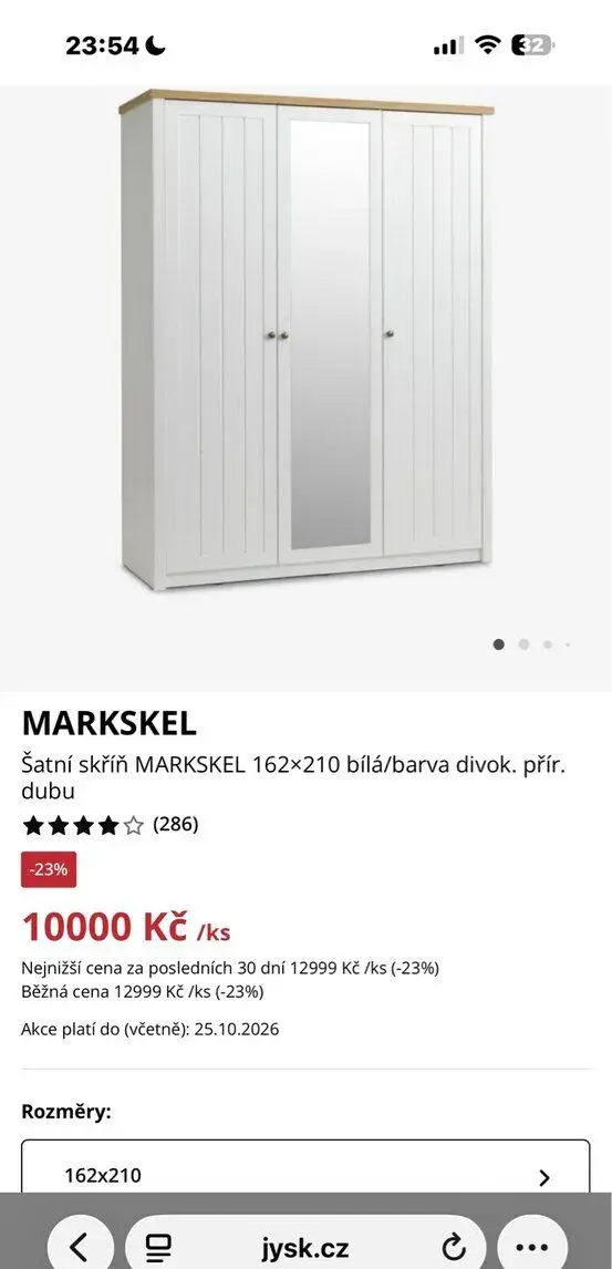 Šatní skříň z Jysk