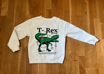 Mikina dinosaur bílá 110/116 H&M