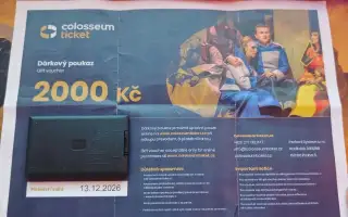 🎟️ DÁRKOVÝ POUKAZ COLOSSEUM TICKET – 2 000 Kč