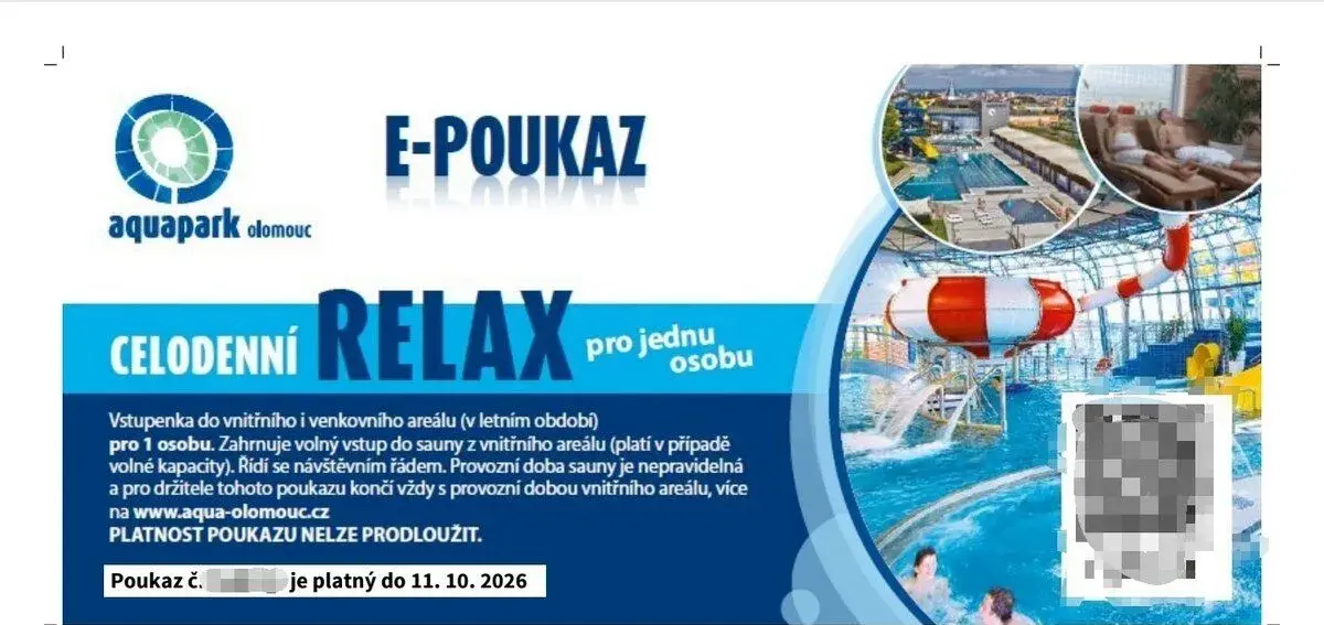 Aquapark Olomouc celodenní poukaz Relax včetně Wellness