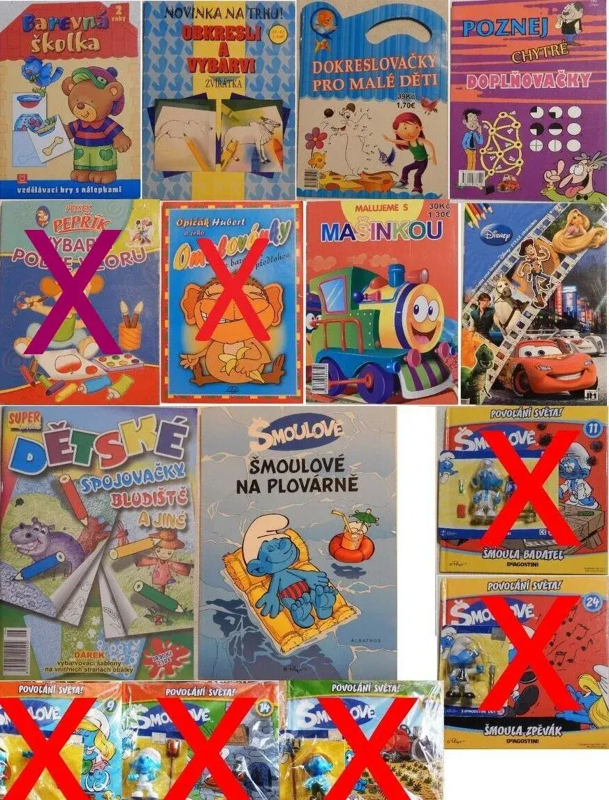 Omalovánky, spojovačky a Šmoulové