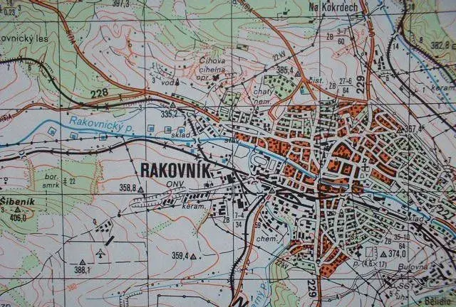 Vojenská profesionální tajná mapa Rakovník ČSLA