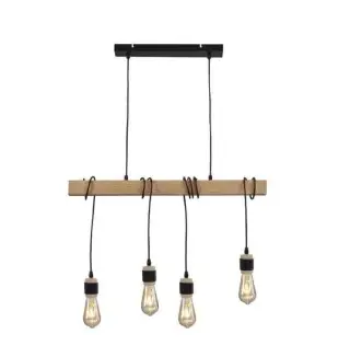 Závěsná stropní lampa Detroit - černá/přírodní