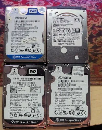 500GB, 250GB, 160GB SATA 2.5in HDD