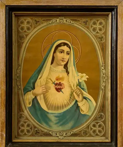 Starožitný obraz – Čisté Srdce Panny Marie (cca r. 1900)