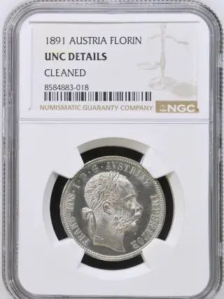 1 Zlatník 1891 F.J.I., NGC UNC, ražební lesk