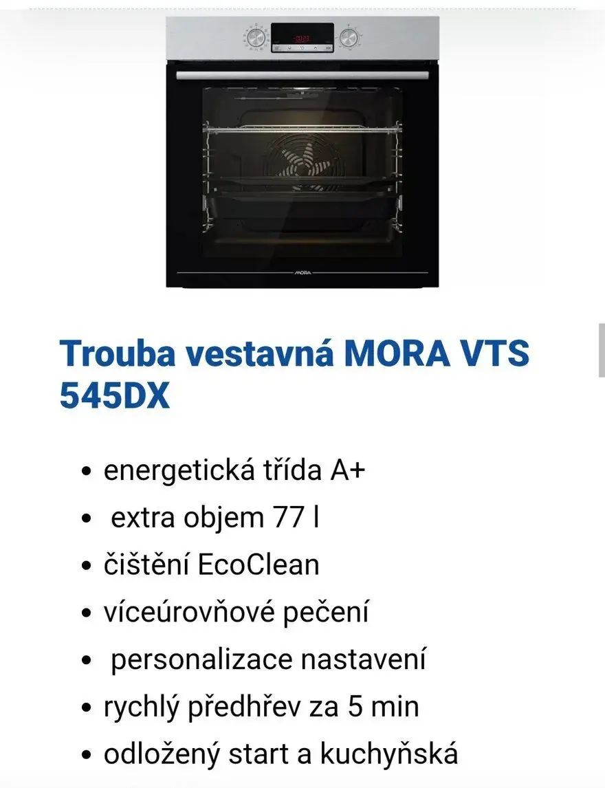 Vestavná trouba Mora VTS 545 DX
