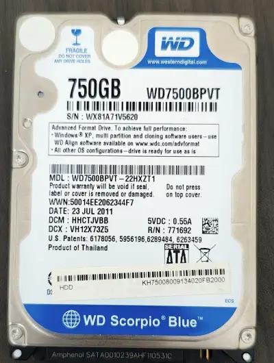 Pevný disk WD 750 GB 2,5"