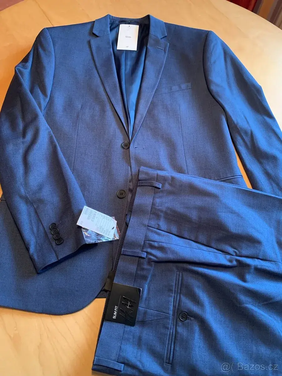 pánský oblek zn. H&M - vel. 52 - slim fit - nový
