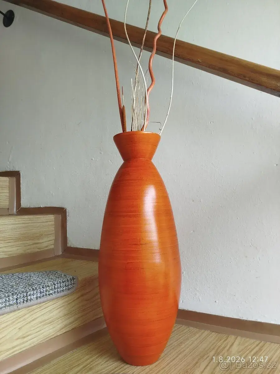 Bambusová vysoká váza 53 cm i s dekorací