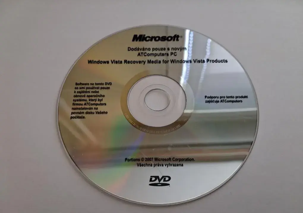 DVD Microsoft Windows Vista Recovery Media operační systém
