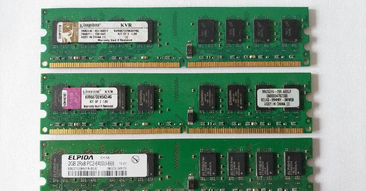 RAM DDR2 2 4 6 GB (2GB moduly) KINGSTON ELPIDA