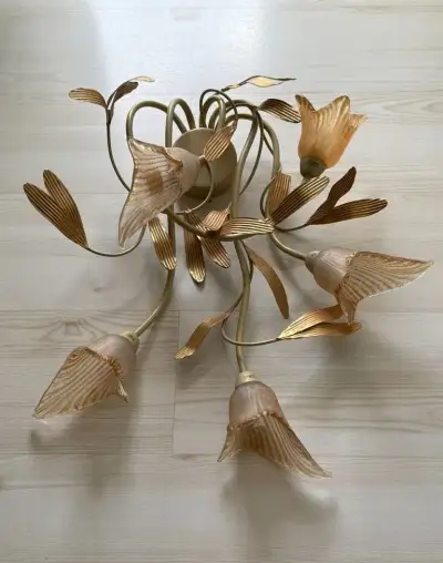 Pětiramenný stropní lustr / světlo - květinový motiv