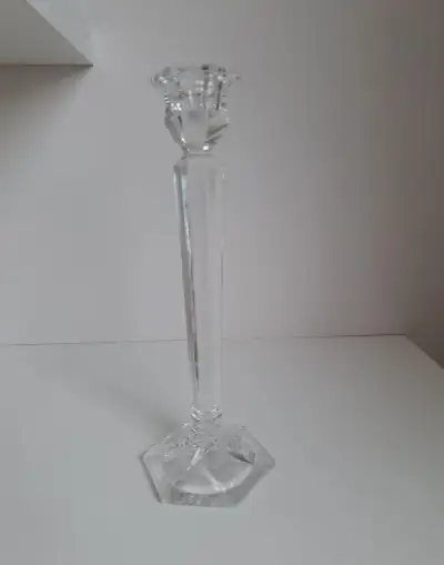Skleněný retro svícen 25 cm