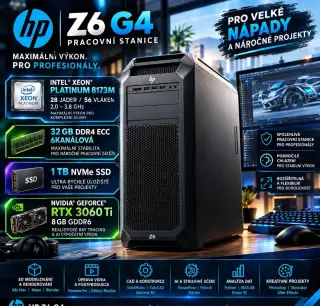 Herní/Pracovní stanice HP z6g4 Intel 28core/ RTX 3060ti